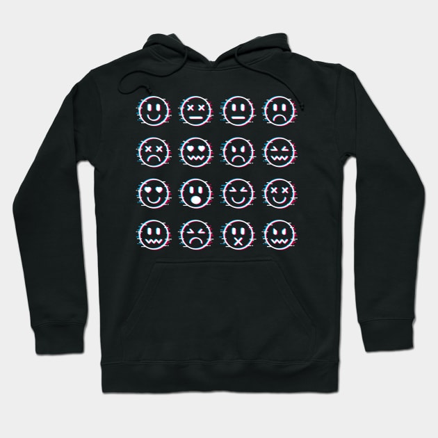 Glitch Face Mixed Emotions Hoodie by machmigo